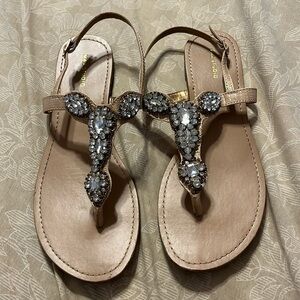 Beautiful Max Studio embellished rhinestone thong sandals excellent condition.